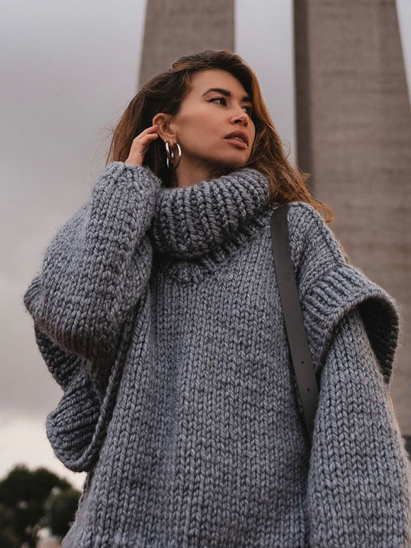 New women’s sweater pullover fluffy long sleeve turtleneck sweater