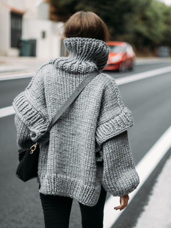 New women’s sweater pullover fluffy long sleeve turtleneck sweater