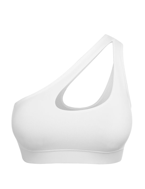 One-Shoulder Bra Beautiful Back Shockproof Running Sports - Raw white off white / S
