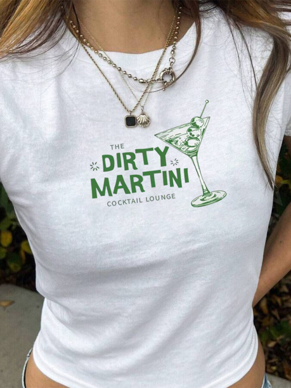 Personalized wine glass print Baby Tee navel-baring short-sleeved versatile T-shirt - Pattern3 / XS