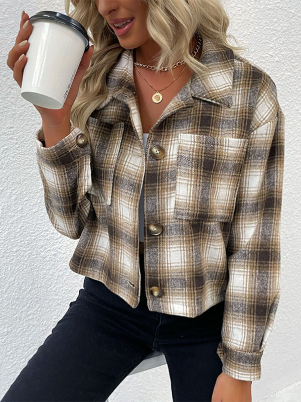 Plaid Pattern Women’s Casual Winter Jacket