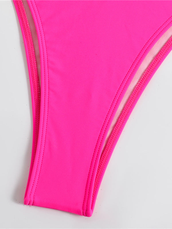 Plain color split strap women’s sexy triangle bikini