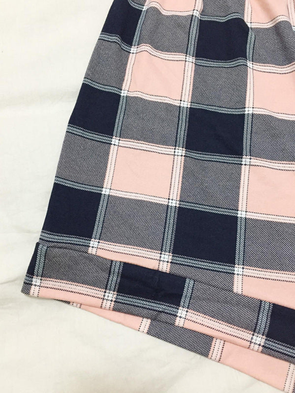 Plus Size Women’s Knitted Casual Comfort Plaid Short Pajama Pants