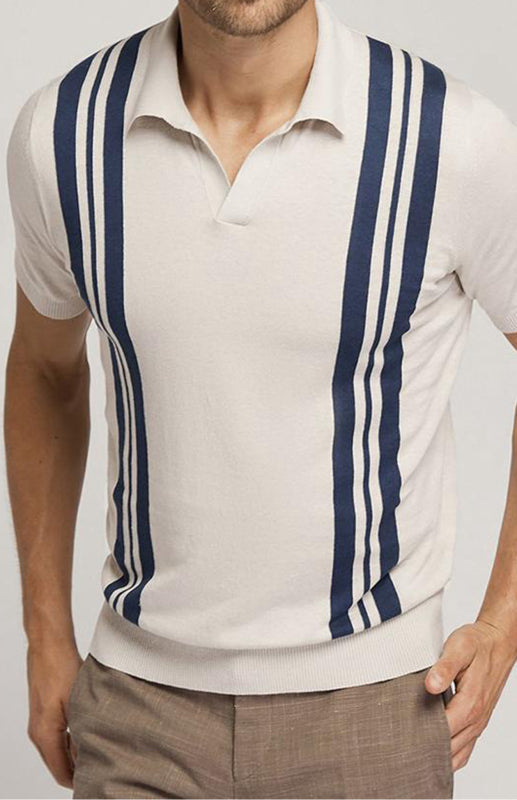 Polo Shirt With Lapel And Short Sleeves - Cream / S