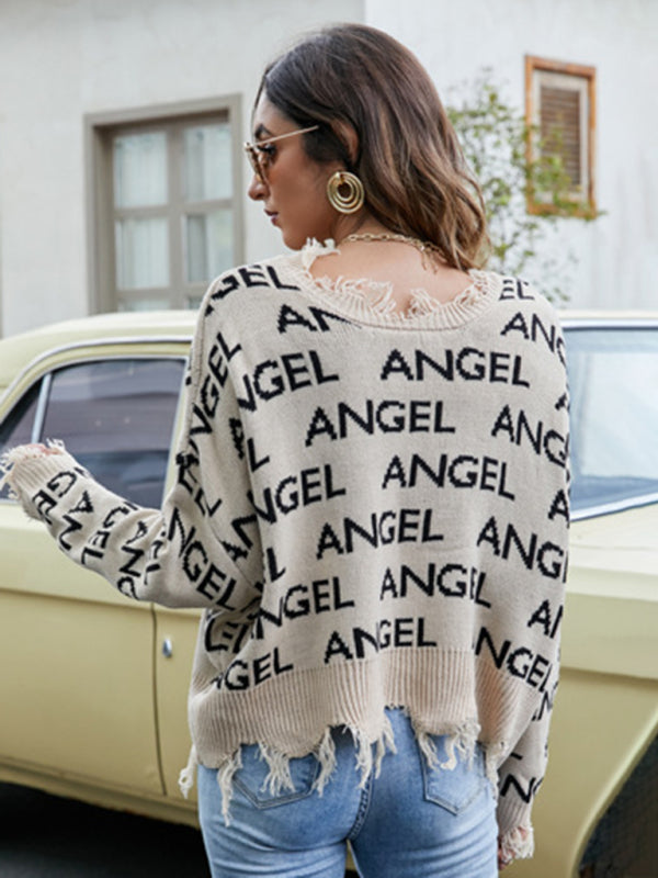 Pullover women’s loose short V-neck new fringed sweater