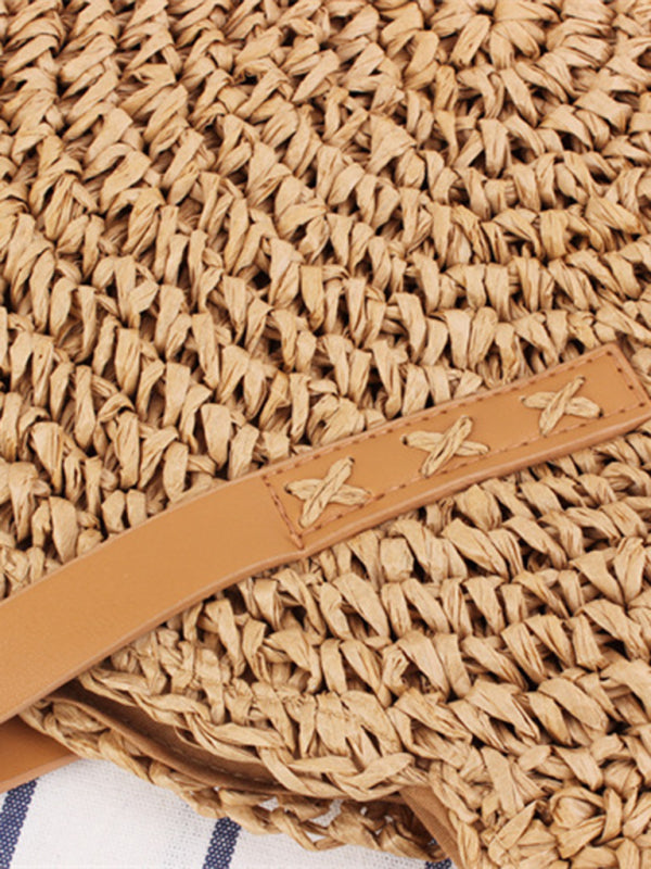 Round shoulder straw woven bag woven bag beach bag fashion women’s bag straw woven bag