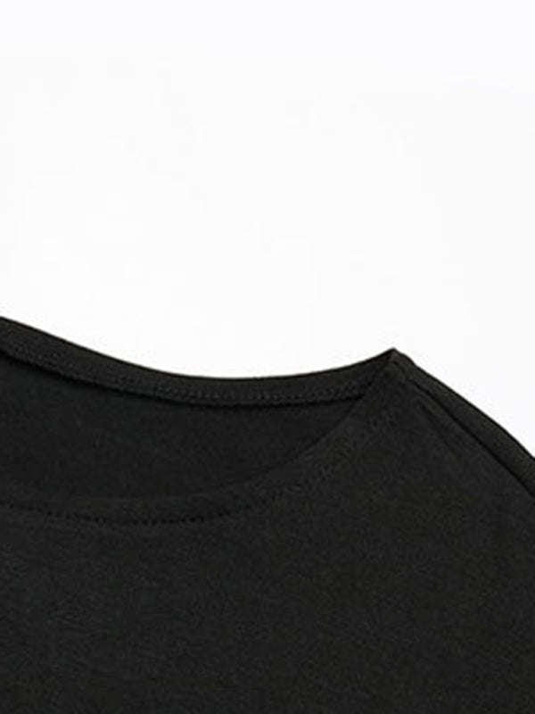 Ruched dress with irregular hem wrapping hip skirt - Closther