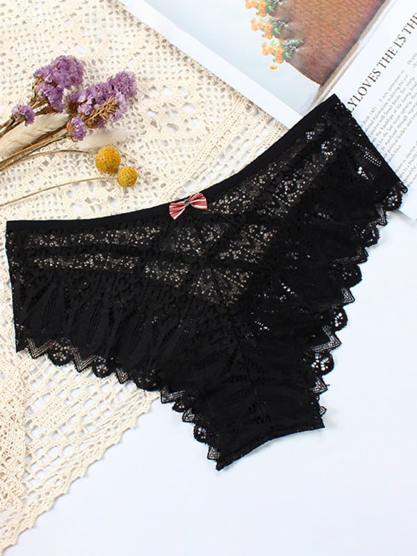 Sexy High Waist Geometry Pattern Nylon Panties - Black / S