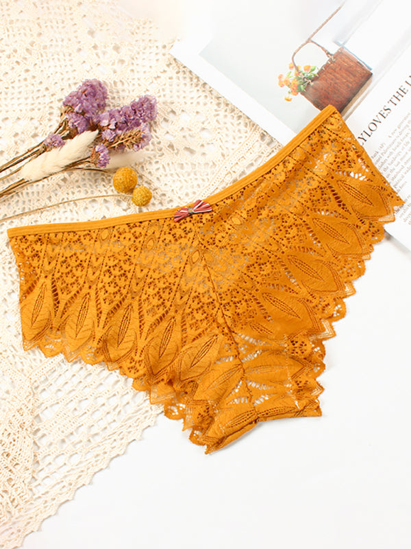 Sexy High Waist Geometry Pattern Nylon Panties - Ginger yellow / S