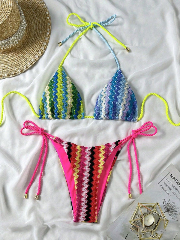 Sexy Knitted String Bikini - Spearmint viridis / XS