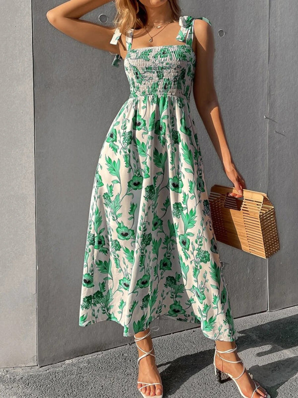 Sexy Slim Dress Sleeveless Sling Print Temperament Women’s Long Dress