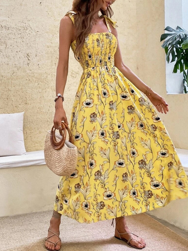 Sexy Slim Dress Sleeveless Sling Print Temperament Women’s Long Dress
