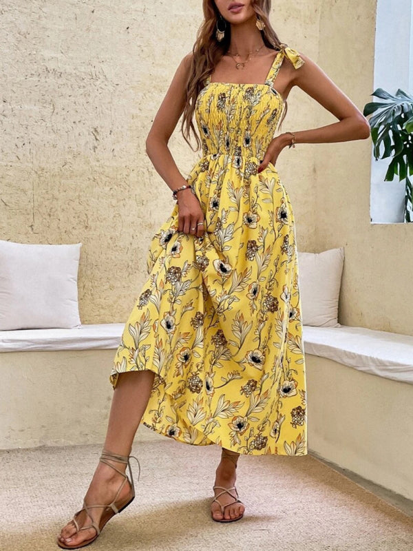 Sexy Slim Dress Sleeveless Sling Print Temperament Women’s Long Dress