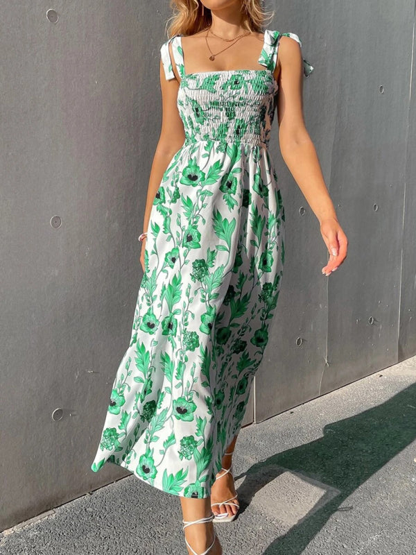 Sexy Slim Dress Sleeveless Sling Print Temperament Women’s Long Dress