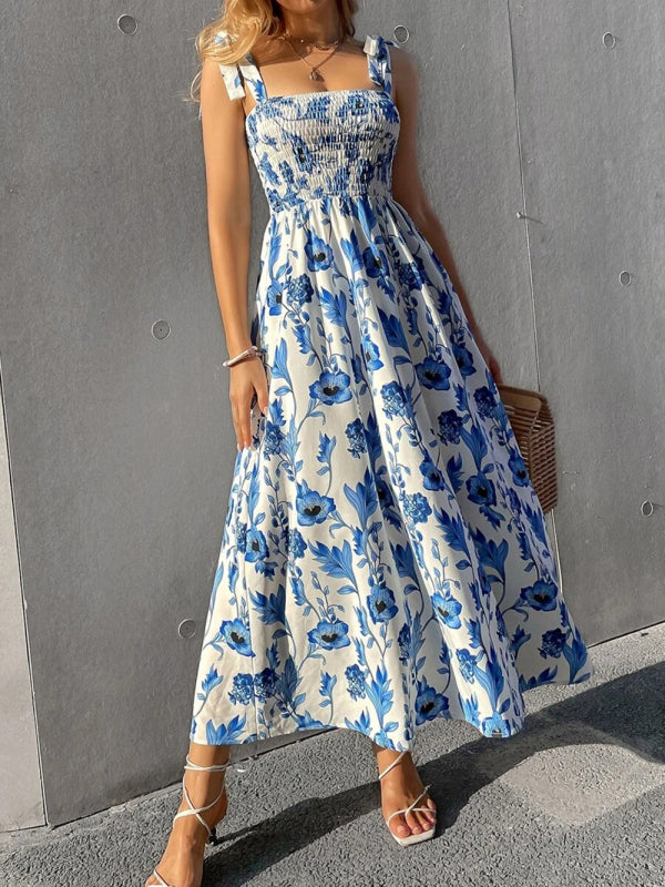 Sexy Slim Dress Sleeveless Sling Print Temperament Women’s Long Dress
