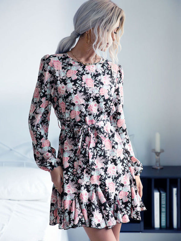 Short skirt women autumn and winter new outer wearing long -sleeved dress - Closther