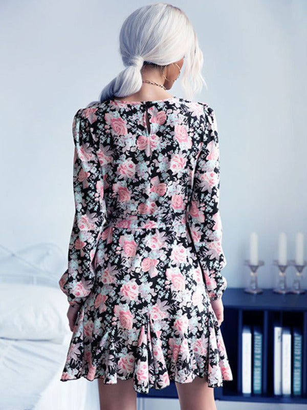 Short skirt women autumn and winter new outer wearing long -sleeved dress - Closther