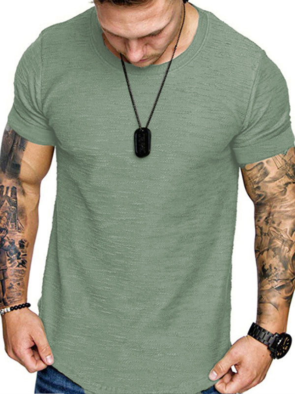 Short-sleeved T-shirt bamboo cotton solid color round neck T-shirt men’s bottoming shirt