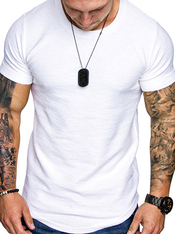 Short-sleeved T-shirt bamboo cotton solid color round neck T-shirt men’s bottoming shirt