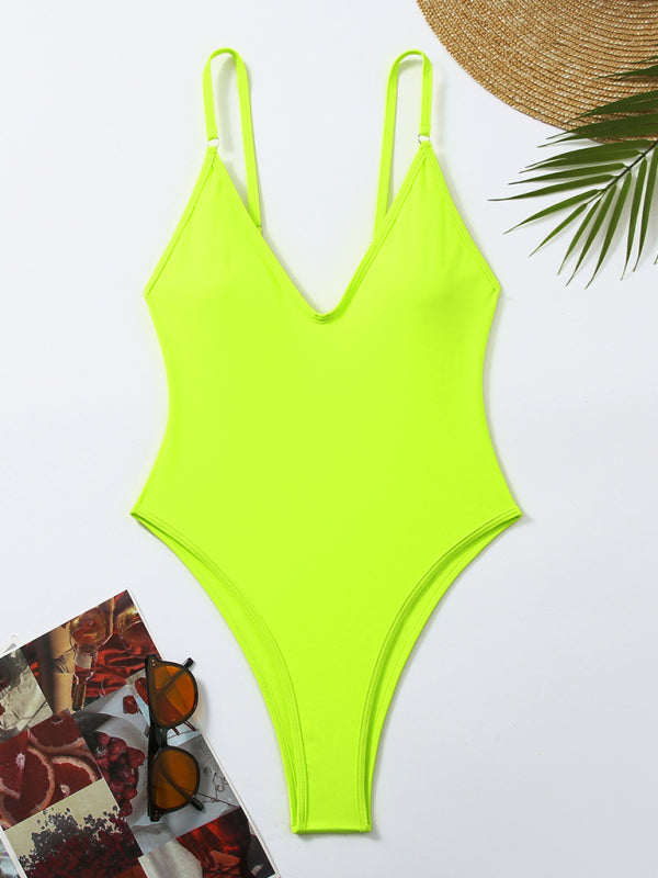 Simple Women’s One-Piece Swimsuit - Bud green / S