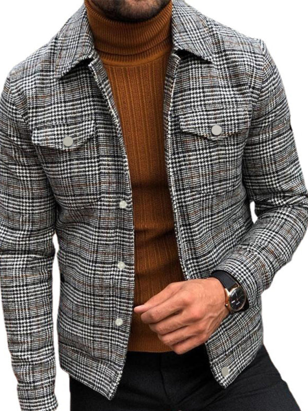 Slim Casual Fashion Autumn Plaid Men’s Coat Tops