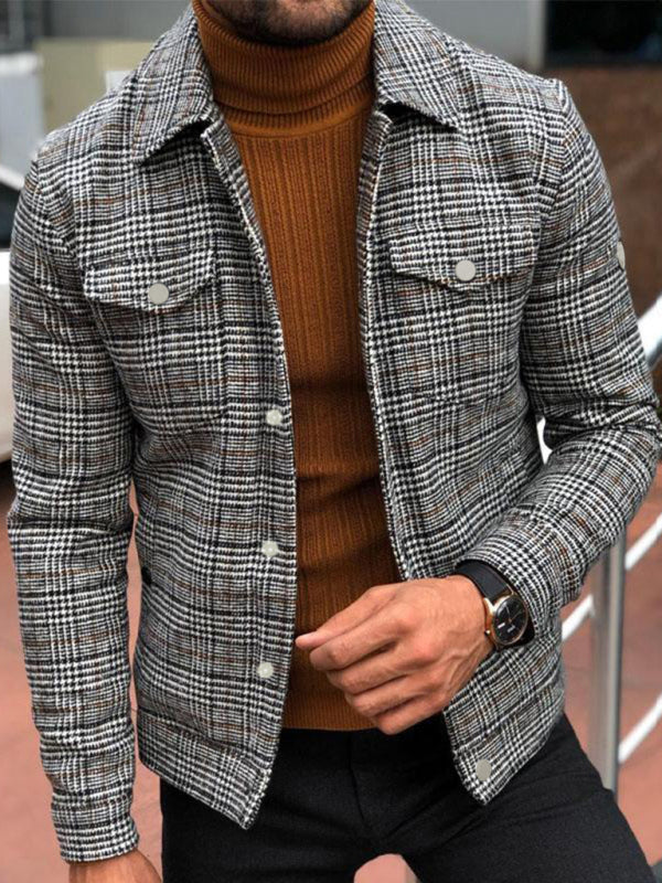 Slim Casual Fashion Autumn Plaid Men’s Coat Tops