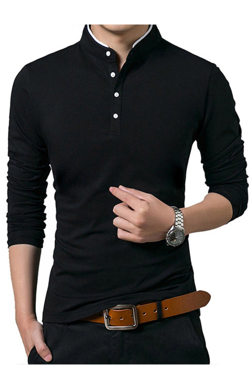 Solid Long Sleeve Large Men’s T-Shirt - Black / S
