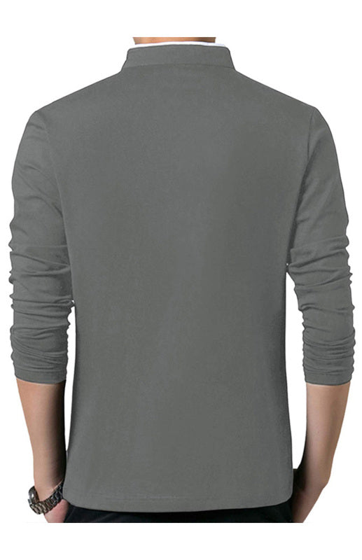 Solid Long Sleeve Large Men’s T-Shirt - Grey / S