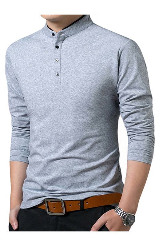 Solid Long Sleeve Large Men’s T-Shirt - Misty grey / S