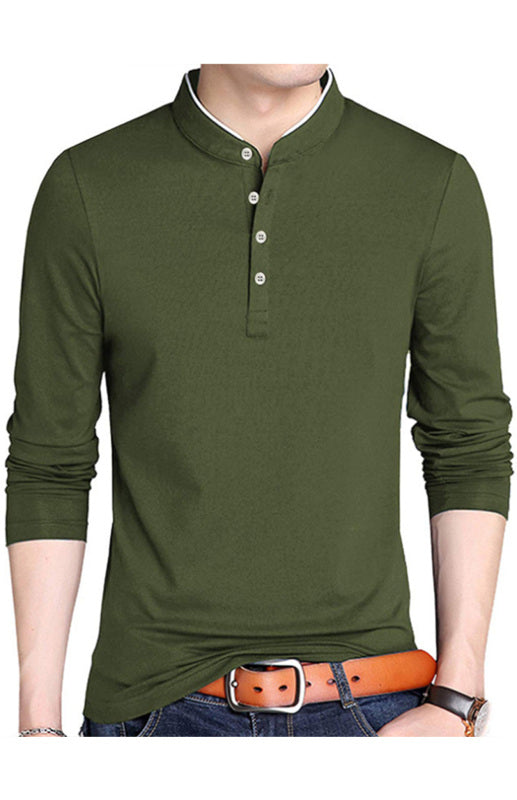 Solid Long Sleeve Large Men’s T-Shirt - Olive green / S