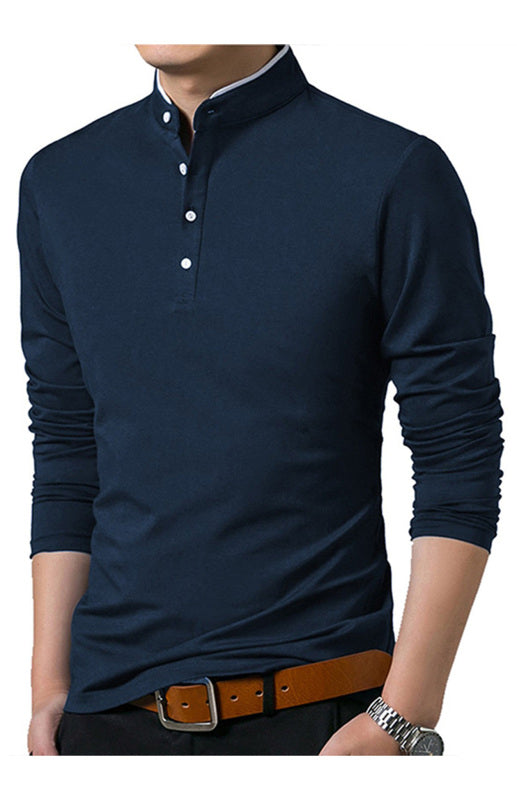Solid Long Sleeve Large Men’s T-Shirt - Royal blue / S
