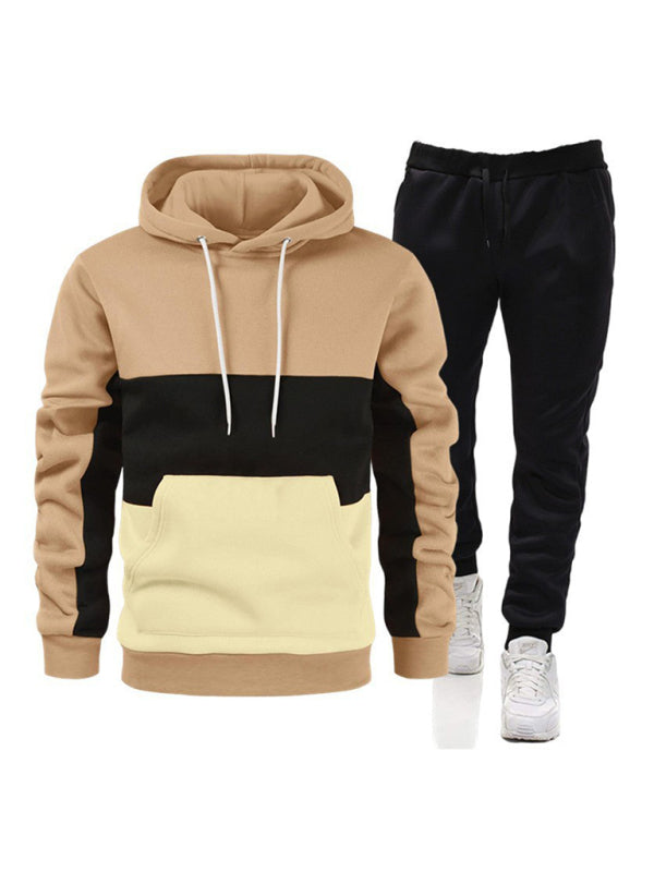 Spliced color men’s hoodie sweatshirt loose casual suit - Pattern1 / S