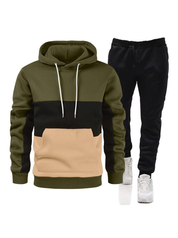 Spliced color men’s hoodie sweatshirt loose casual suit - Pattern3 / S