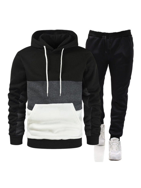 Spliced color men’s hoodie sweatshirt loose casual suit - Pattern4 / S