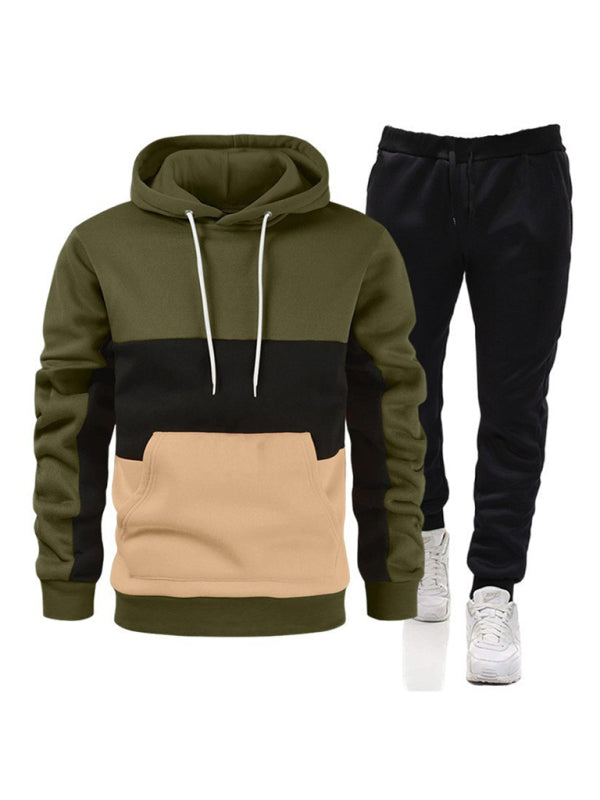Spliced color men’s hoodie sweatshirt loose casual suit - Pattern6 / S