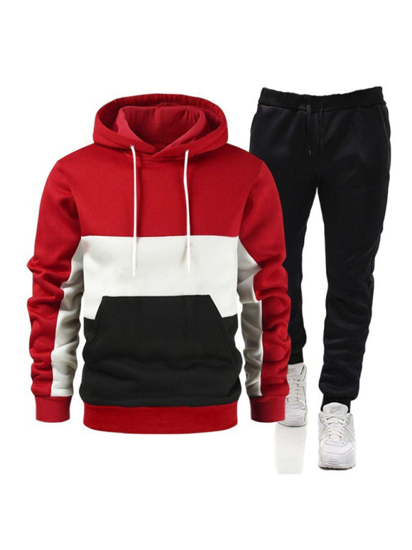 Spliced color men’s hoodie sweatshirt loose casual suit - Pattern8 / S