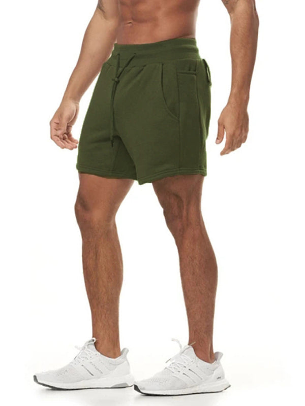 Sports Gym Shorts Men’s Multi Pocket Hanging Towel Running Training Pants Cotton