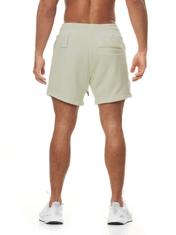 Sports Gym Shorts Men’s Multi Pocket Hanging Towel Running Training Pants Cotton