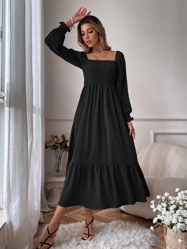 Square Neck Sleeveless Maxi Dress - Black / XS