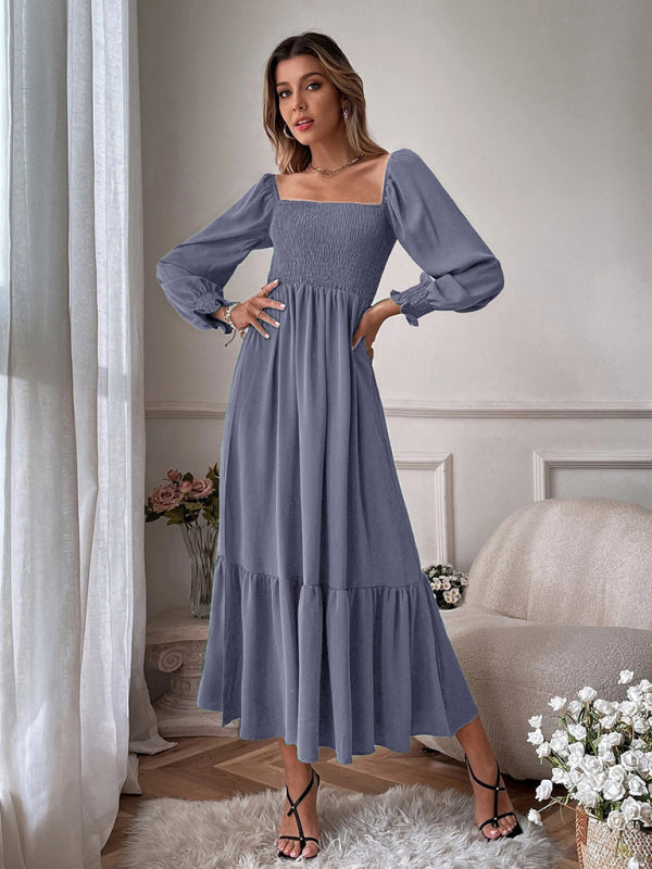Square Neck Sleeveless Maxi Dress - Charcoal grey / XS