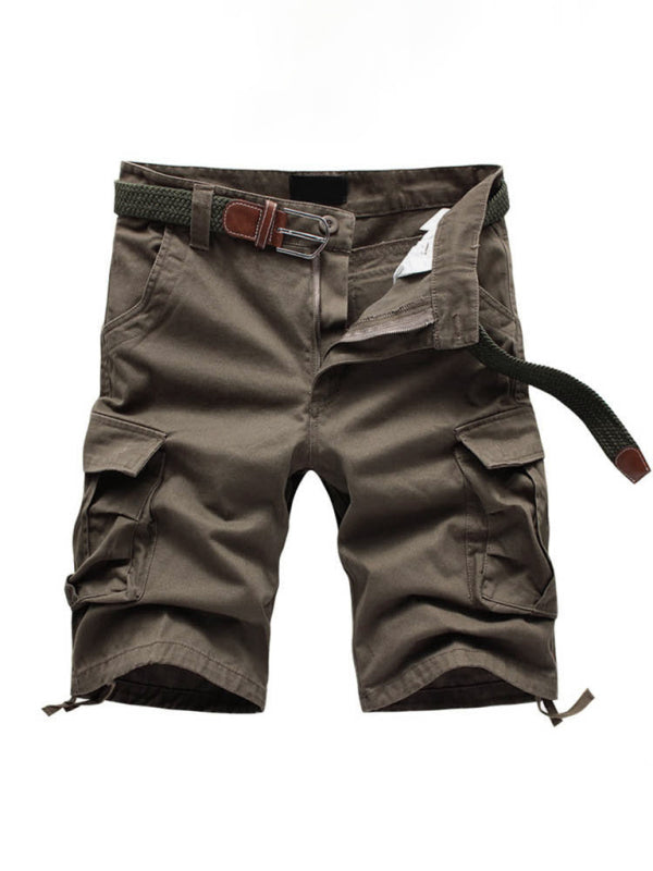 Straight Leg Cropped Pants Men’s Loose Casual Pants Outdoor Sports Cargo Shorts (Without Belt) - Green / 29