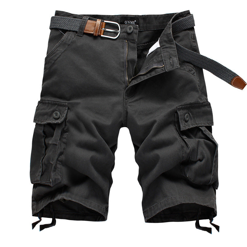 Straight Leg Cropped Pants Men’s Loose Casual Pants Outdoor Sports Cargo Shorts (Without Belt) - Grey / 29