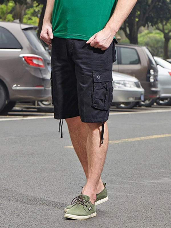 Straight Leg Cropped Pants Men’s Loose Casual Pants Outdoor Sports Cargo Shorts (Without Belt)