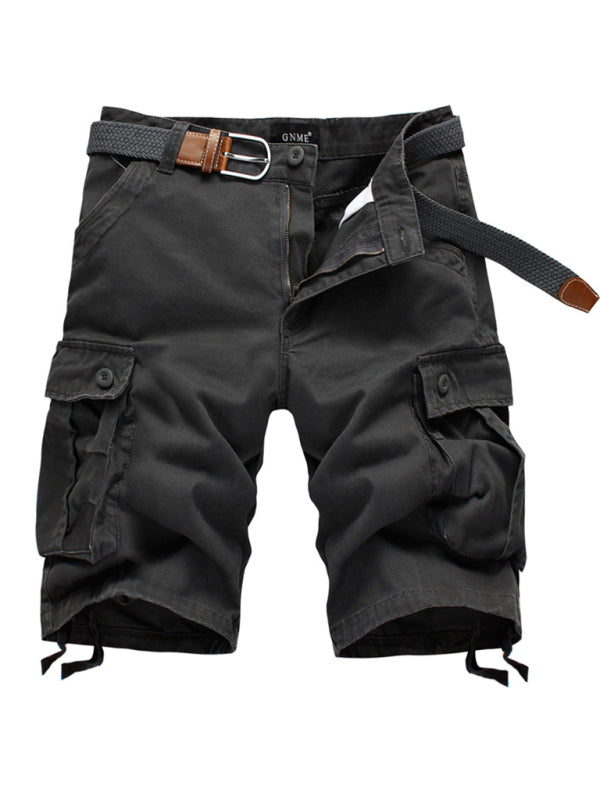 Straight Leg Cropped Pants Men’s Loose Casual Pants Outdoor Sports Cargo Shorts (Without Belt)