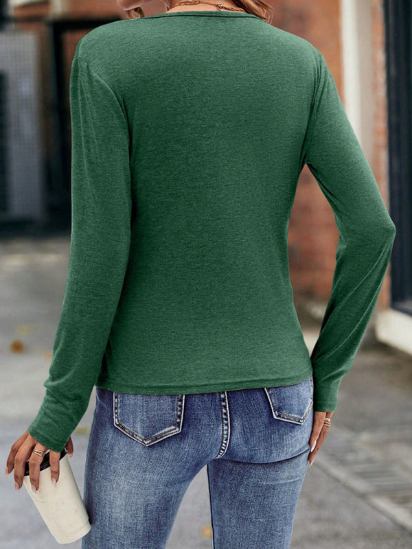 Stylish women’s top with pleated V-neck at the waist