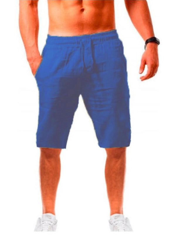 Summer Large Size Loose Linen Breathable Cropped Pants Men’s Sports Casual Pants - Purplish blue navy / S