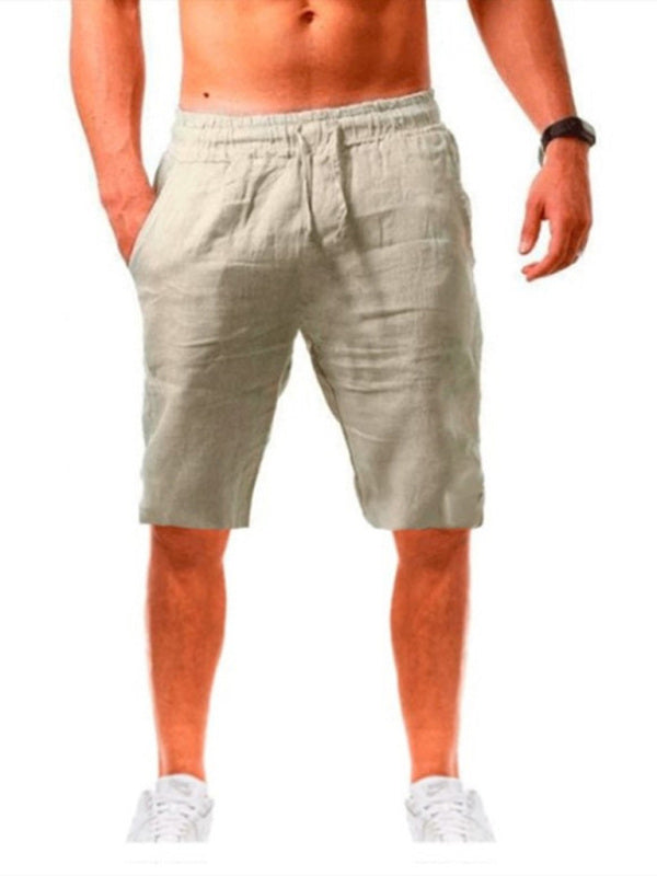 Summer Large Size Loose Linen Breathable Cropped Pants Men’s Sports Casual Pants - Cracker khaki / S
