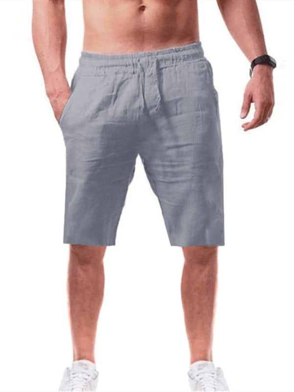 Summer Large Size Loose Linen Breathable Cropped Pants Men’s Sports Casual Pants - Grey / S