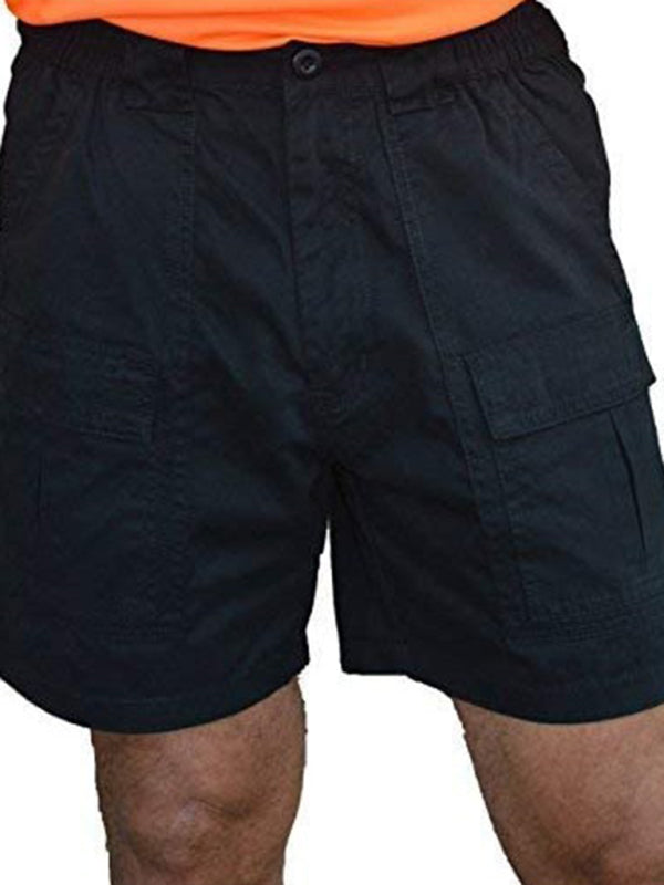 Summer Men’s Casual Multi Pocket Cargo Shorts Loose Outdoor Shorts - Black / M