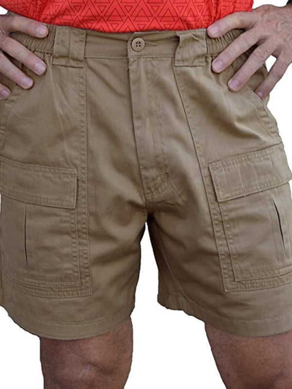 Summer Men’s Casual Multi Pocket Cargo Shorts Loose Outdoor Shorts - Khaki / M